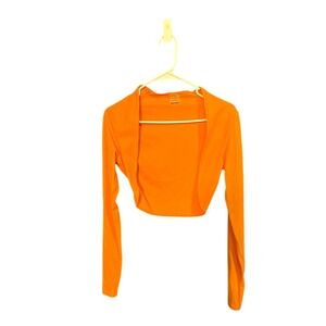 ILUS Orange Long Sleeve Cropped Bolero Shrug Top Women's Size M